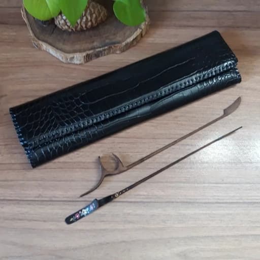 جعبه مضراب سنتور چرم کروکودیلی مشکی