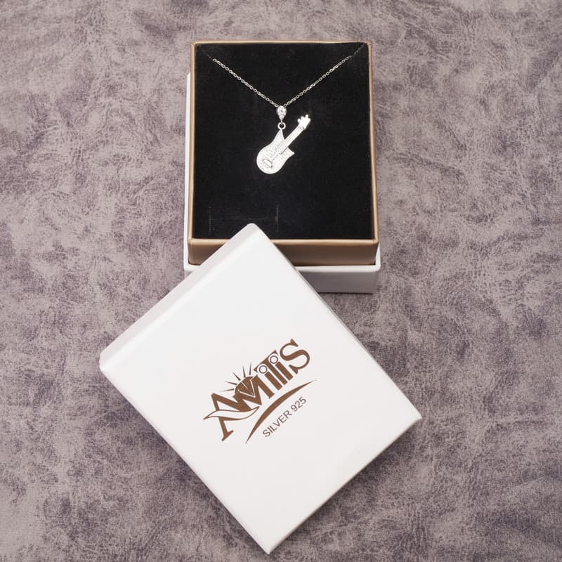گردنبند نقره زنانه مدل گیتار AMT-M137 — تصویر ۵