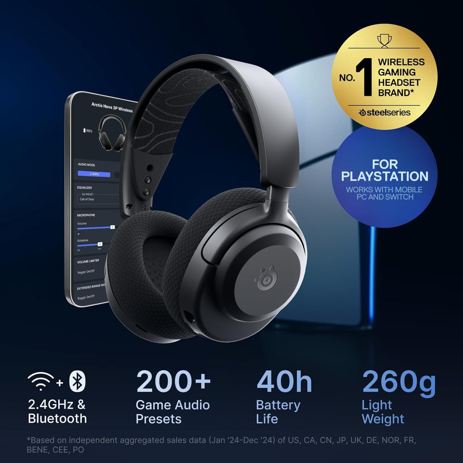 هدست گیمینگ Arctis Nova 3P Wireless for PlayStation Black — تصویر ۸