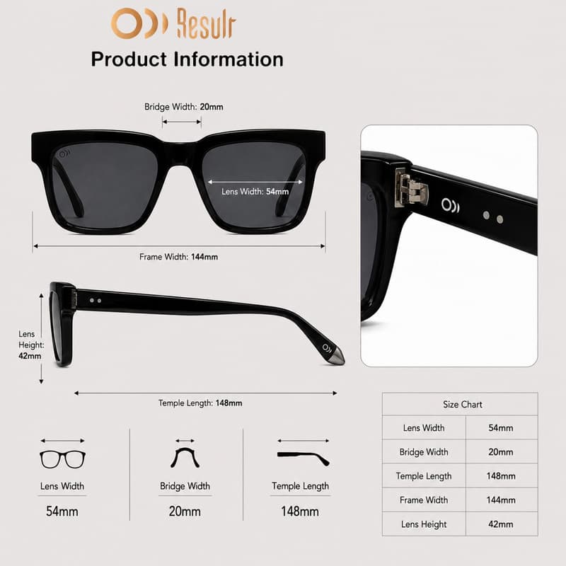 عینک آفتابی پلاریزه و UV400 ویفرر(Wayfarer) مردانه ریزالت مدل RE009C4 — تصویر ۷