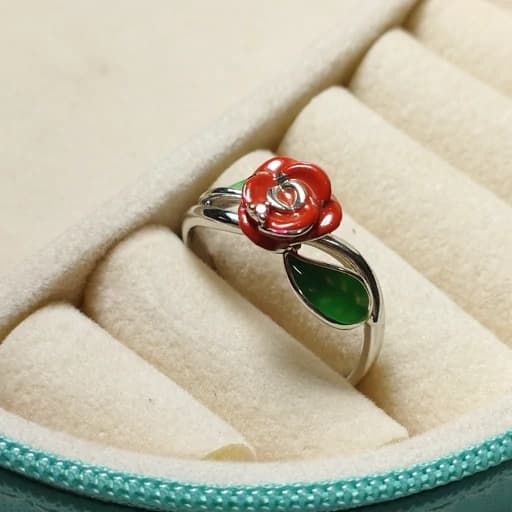 انگشتر زنانه برند ژوپینگ طرح گل رز نقره ای بسیار شیک و خاص با بهترین کیفیت و آبکاری — تصویر ۴