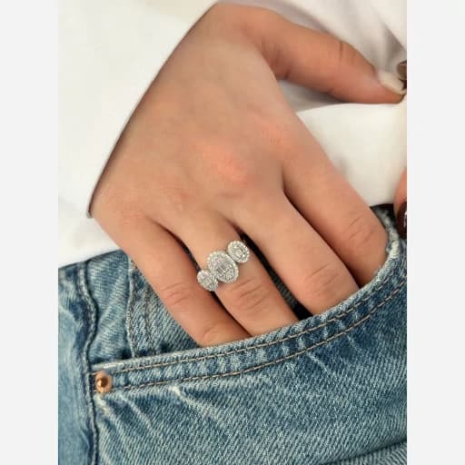 انگشتر نقره زنانه مدل بیضی PRM 3 — تصویر ۶