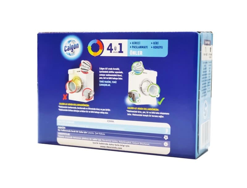 قرص جرمگیر ماشین لباسشویی کالگون Calgon بسته 15 عددی — تصویر ۳