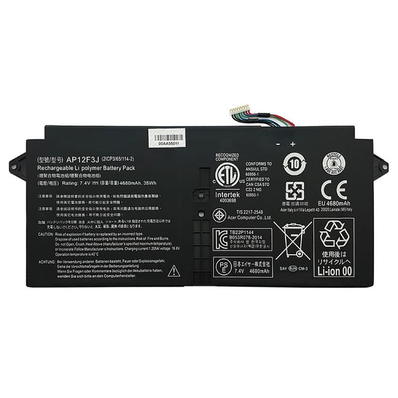 باتری داخلی اورجینال لپ تاپ ایسر Acer Aspire S7-391 | ظرفیت 4680 | 35 وات | 7.4 ولت | شناسه FP12F3J