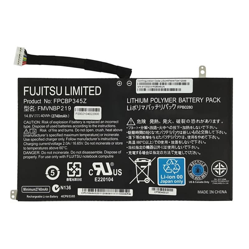 باتری لپ تاپ فوجیتسو Laptop Fujitsu 345Z | برند فوجیتسو | ظرفیت 2740 | 40 وات | 14.8 ولت | شناسه FPCBP345Z