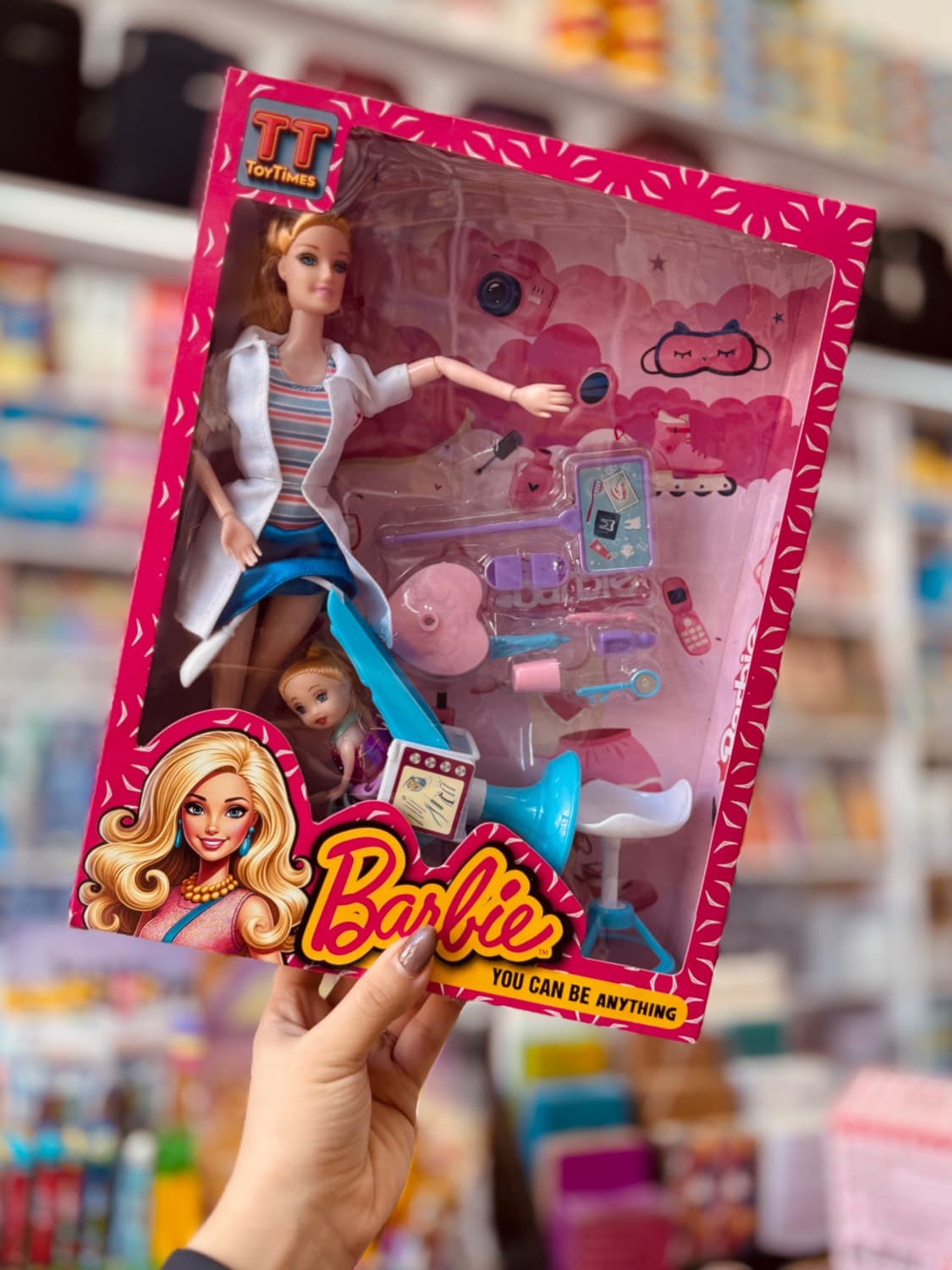 عروسک باربی برند TOY Times مدل دندان پزشک با لوازم بچه — تصویر ۳
