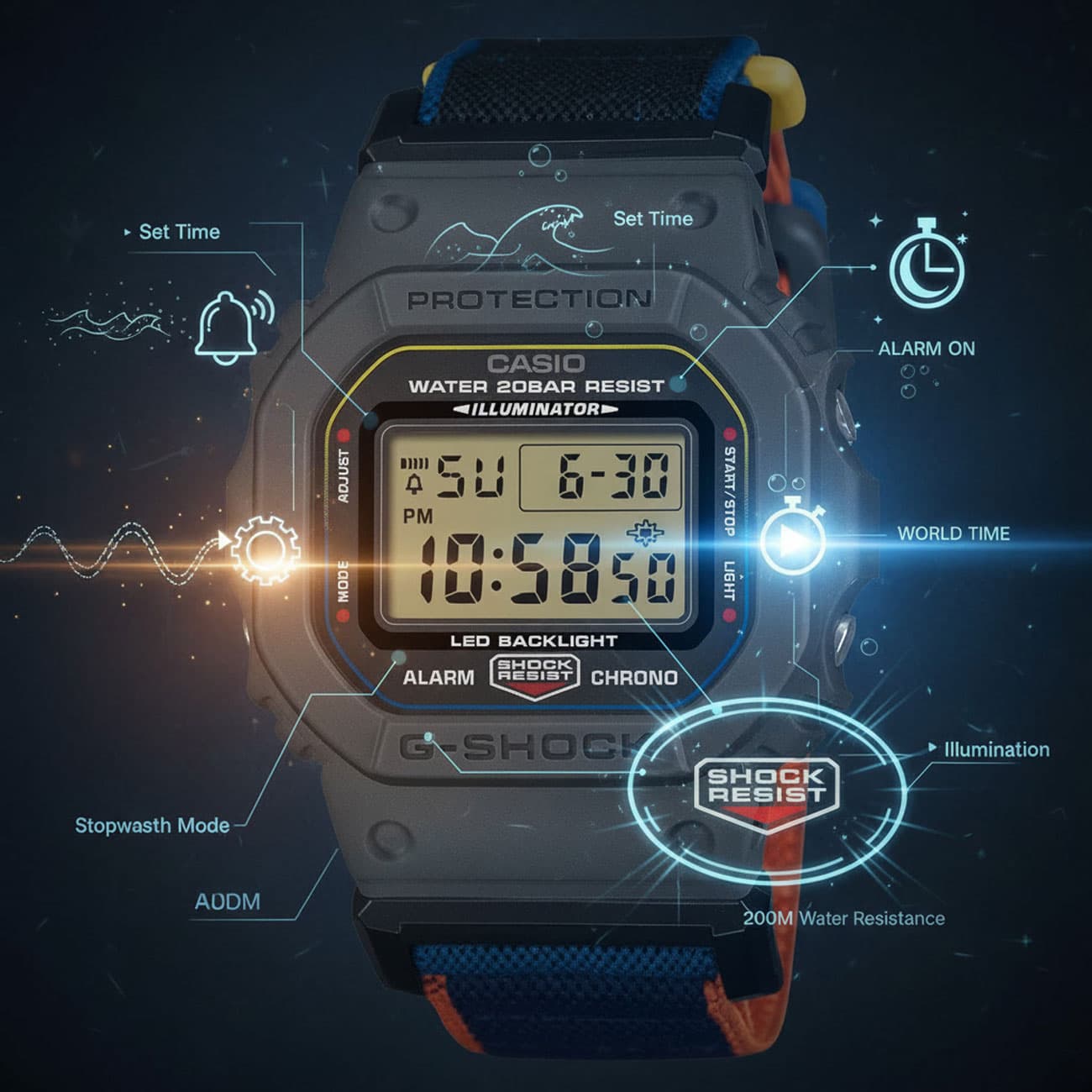 ساعت مچی کاسیو Casio G-SHOCK مدل DW-5600MNC-8A2DR بند پارچه ای — تصویر ۴