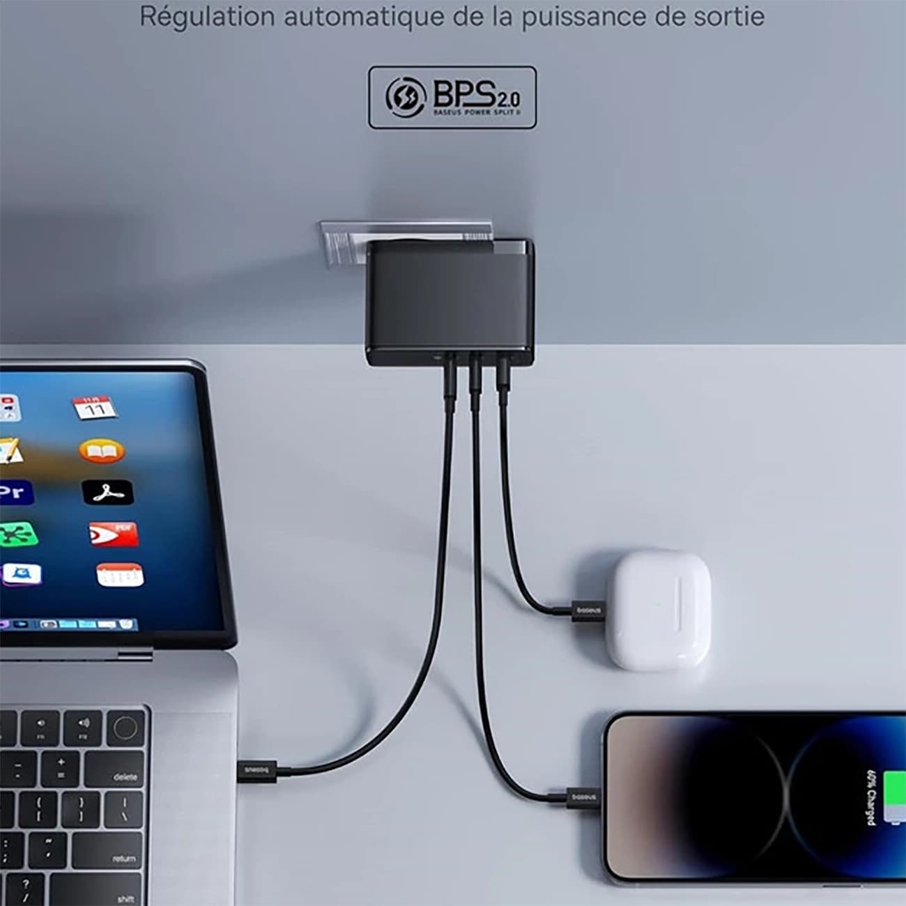 شارژر دیواری بیسوس Baseus مدلGaN5 Pro توان 160 وات — تصویر ۳