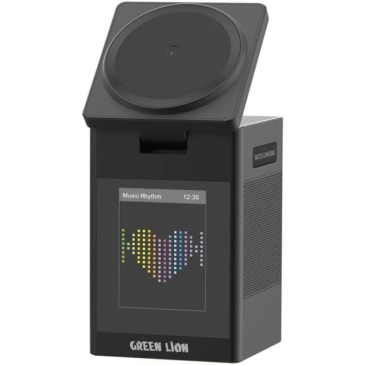 شارژر وایرلس و اسپیکر بلوتوث نمایشگر دار هوشمند گرین لاین مدل Green Lion Smart Station Pro Wireless Charger Speaker Dock — تصویر ۳