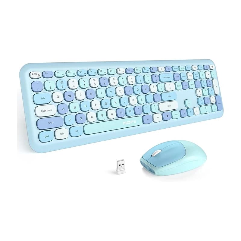 کیبورد و ماوس بی‌سیم مافی MOFII 666 Blue — تصویر ۳