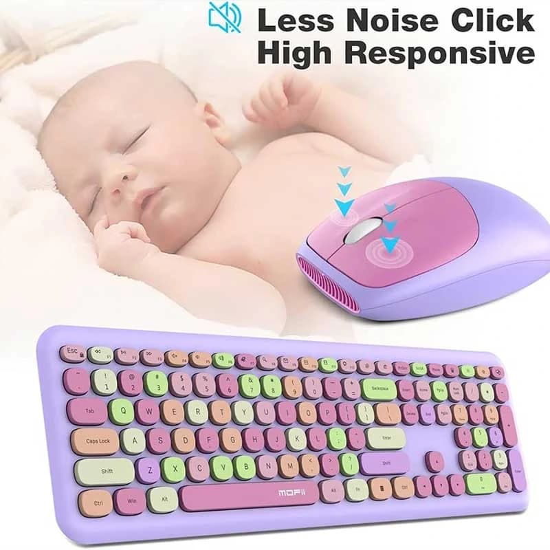 کیبورد و ماوس بی‌سیم مافی MOFII 666 Purple — تصویر ۹