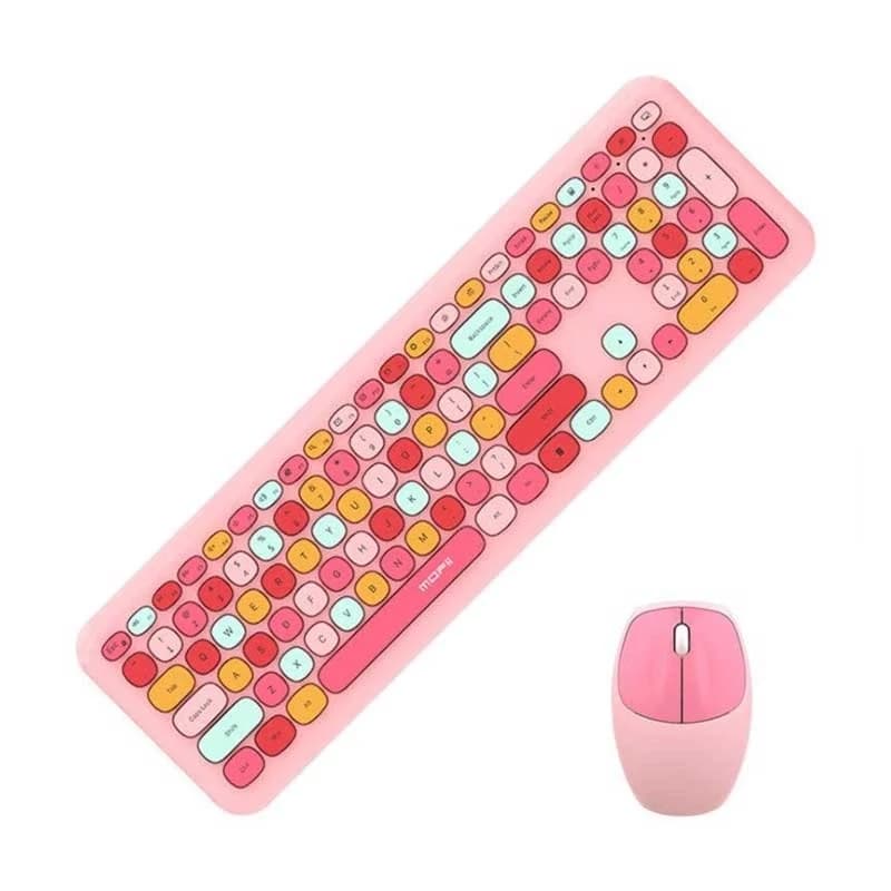 کیبورد و ماوس بی‌سیم مافی MOFII 666 Pink — تصویر ۳