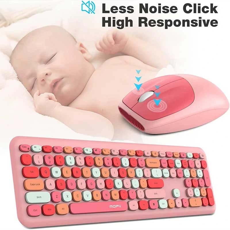 کیبورد و ماوس بی‌سیم مافی MOFII 666 Pink — تصویر ۸