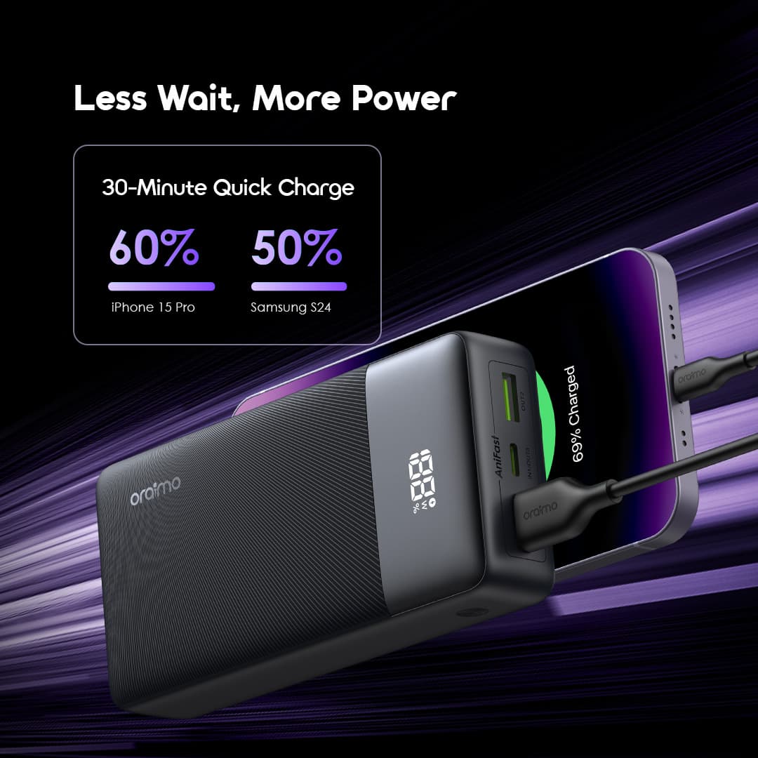 پاوربانک اورایمو مدل PowerNova Q21 OPB-7200Q ظرفیت 20000 میلی‌آمپر ساعت توان 22.5 وات — تصویر ۵
