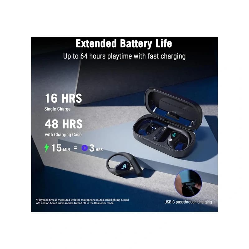 ایرباد گیمینگ بی‌سیم ایسوس O701 ROG CETRA OPEN WIRELESS/BLK 90YH0450-BTUA00 — تصویر ۸