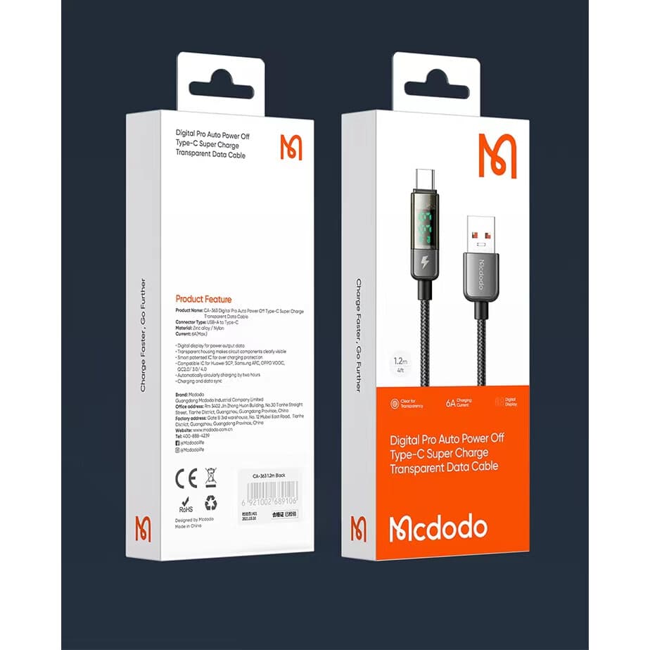 کابل تایپ سی مک دودو MCDODO Type C Auto Power Off — تصویر ۴