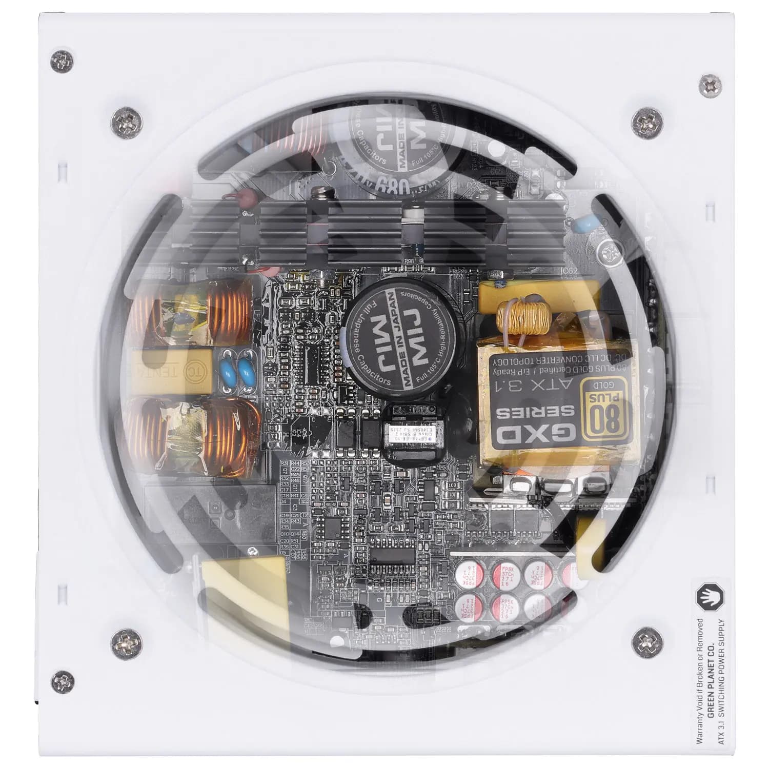 منبع تغذیه کامپیوتر گرین ظرفیت 1200 وات رنگ سفید POWER GREEN GP1200B-GXD WHITE — تصویر ۳