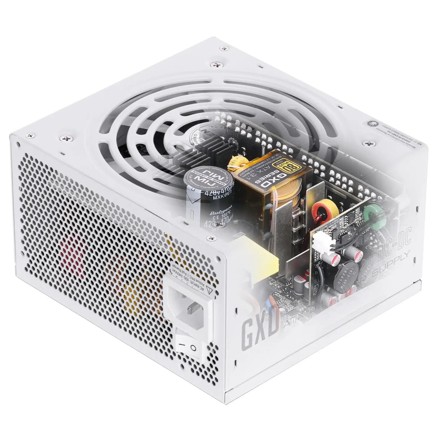 منبع تغذیه کامپیوتر گرین ظرفیت 1200 وات رنگ سفید POWER GREEN GP1200B-GXD WHITE — تصویر ۴