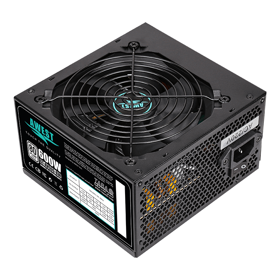 منبع تغذیه اوست POWER AWEST GT-AV600-BW با توان ۶۰۰ وات
