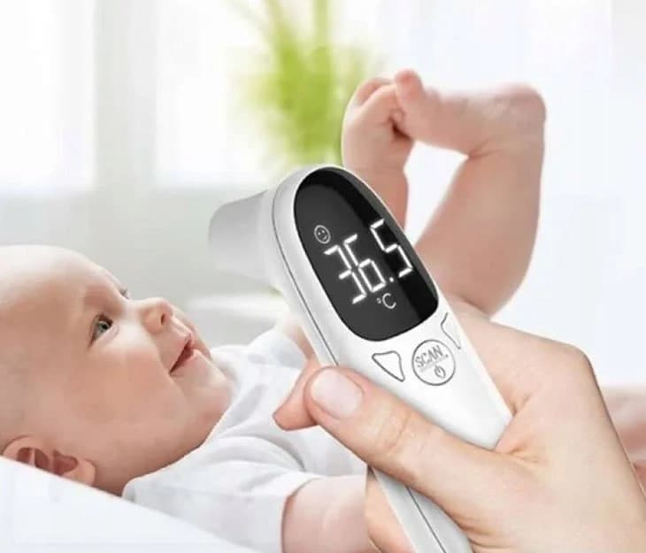 دماسنج الکترونیکی پزشکی مادون قرمز غیر تماسی برای کودکان برند Elfos (باطری خور) مدل f02 — تصویر ۵