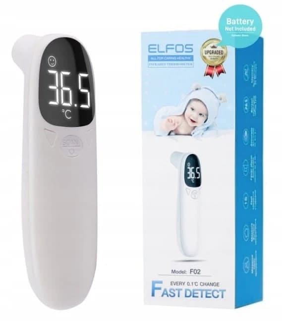 دماسنج الکترونیکی پزشکی مادون قرمز غیر تماسی برای کودکان برند Elfos (باطری خور) مدل f02
