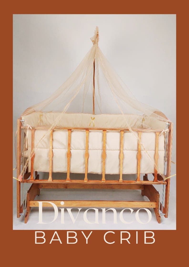 گهواره کنار مادر مدل الیزا ابعداد 60*90 برند دیوانکو Divanco چوب پلایوود — تصویر ۴