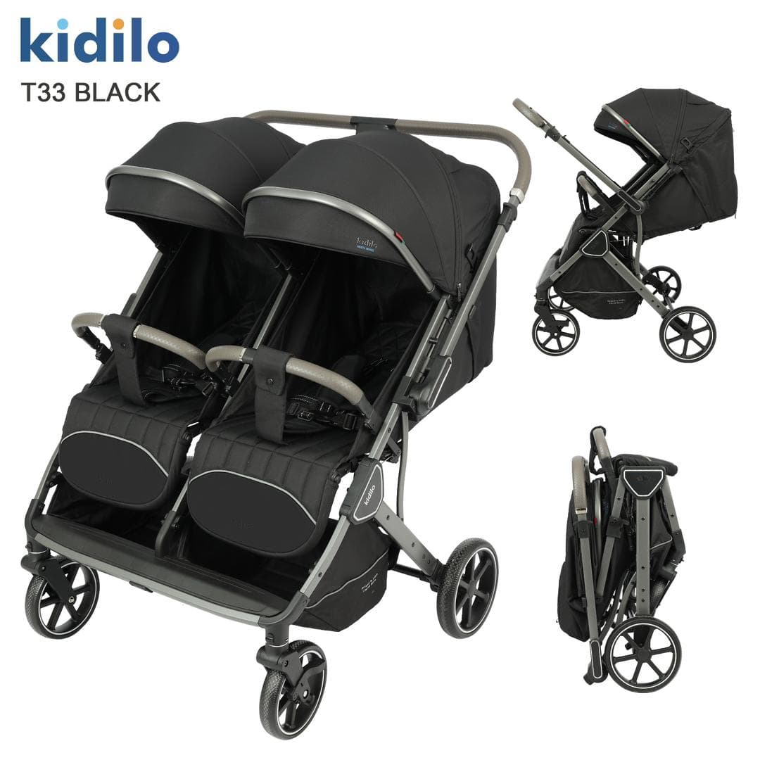 کالسکه دو قلو کیدیلو kidilo مدل T33 (دسته دو طرفه) رو به مادر
