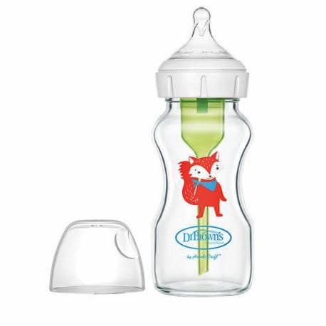 شیشه شیر عریض پیرکس طرح روباه سر شیشه 0+ براونز 150 میلی لیتر کد wb51621-ch برند دکتر براونز Dr Brown’s