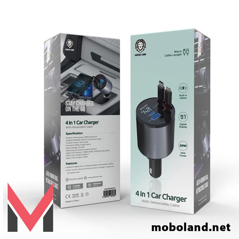 شارژر فندکی 4 در 1 50 وات گرین لاین Green Lion 4 in 1 Car Charger — تصویر ۶