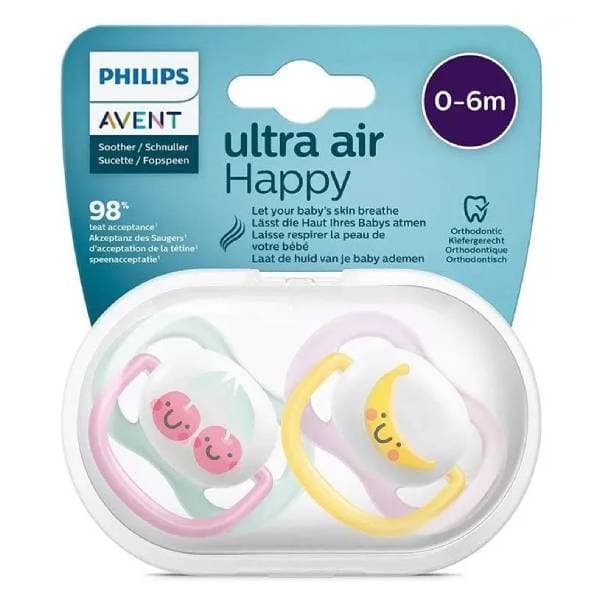 پستانک 0 تا 6 ماه دو عددی اونت مدل Ultra Air طرح موز و گیلاس