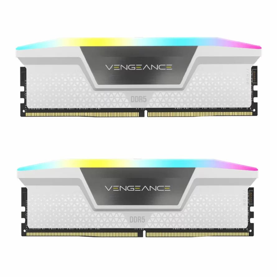 رم دسکتاپ کورسیر RAM CORSAIR CL40 DDR5 32GB (2x16GB) 5200MHz VENGEANCE RGB White — تصویر ۲