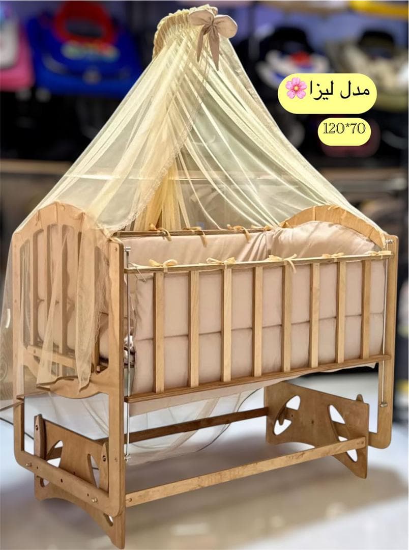 گهواره چوبی برند ماتاکیدز Mata kids مدل لیزا (120*70) — تصویر ۲