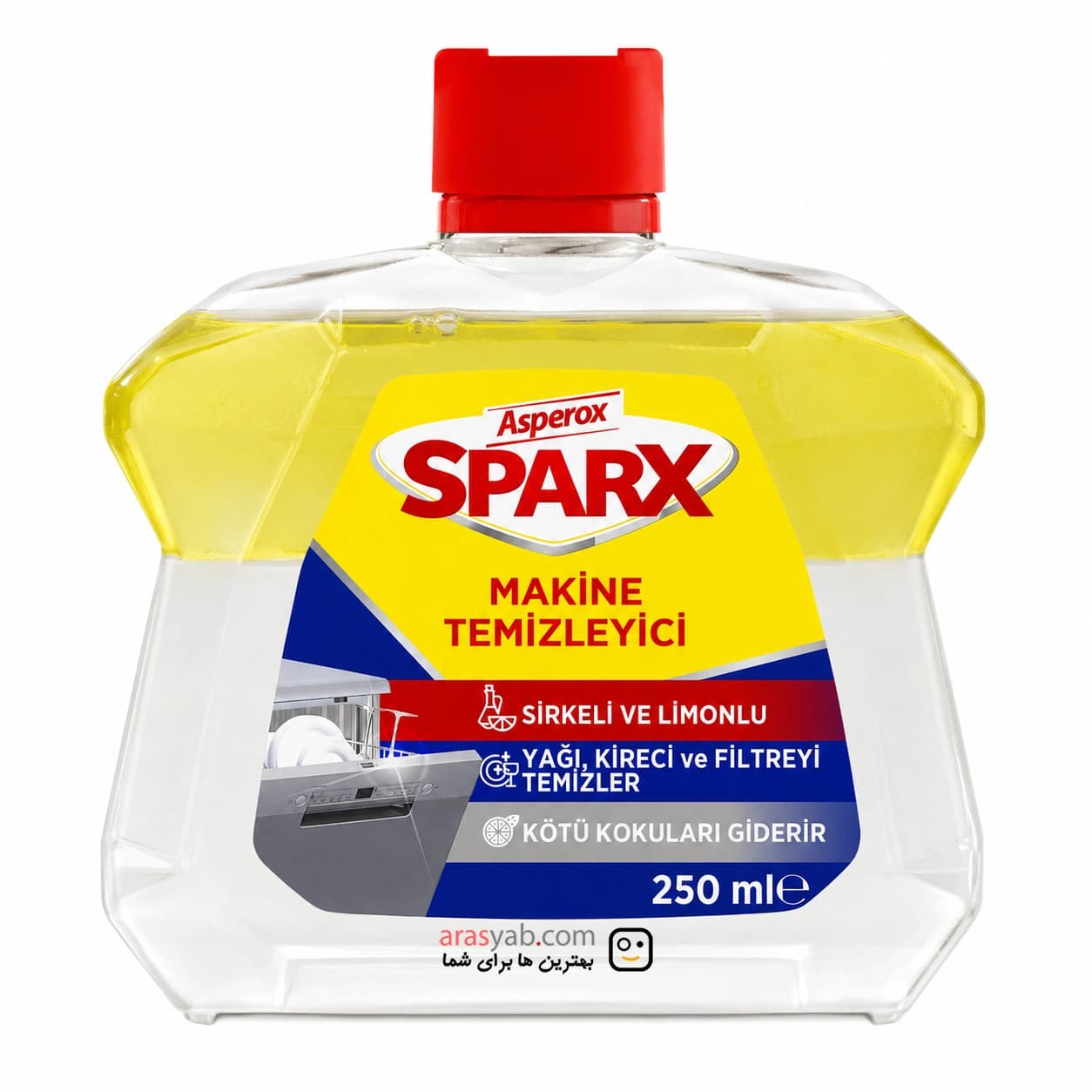جرمگیر ماشین ظرفشویی آسپروکس Asperox مدل Sparx با رایحه لیمویی و سرکه حجم 250 میل