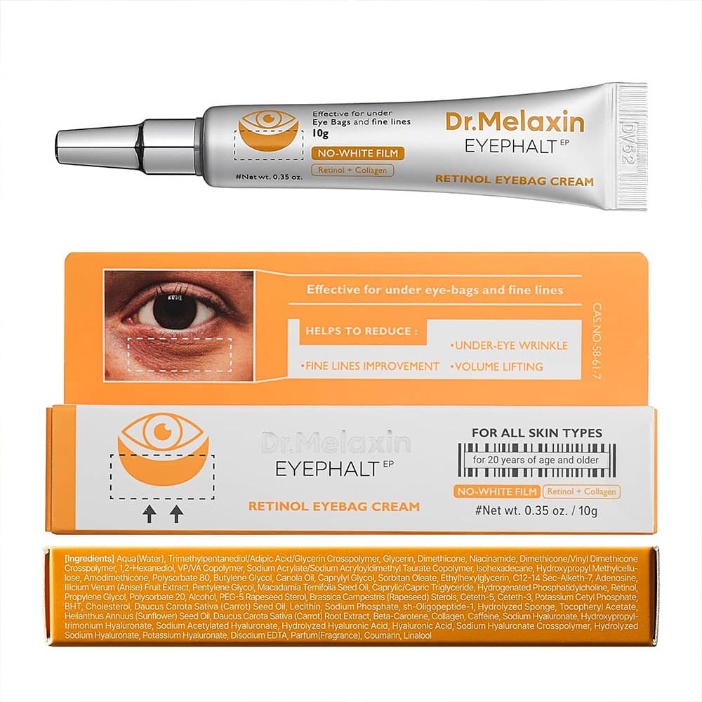 دور چشم رتینول دکتر ملاکسین Dr.Melaxin مدل Eyephalt Eyebag از بین برنده ی کیسه زیر چشمی, تیرگی و پف وزن 10 گرم — تصویر ۱۱