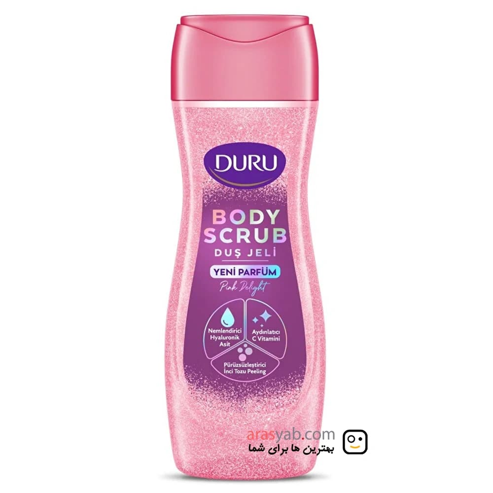 شامپو بدن اسکراب دار دورو Duru صورتی مدل Pink Delight حجم 450 میل