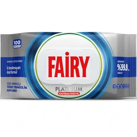 دستمال مرطوب سطوح آنتی باکتریال فیری Fairy مدل پلاتینیوم Platinum بسته 100 عددی — تصویر ۴