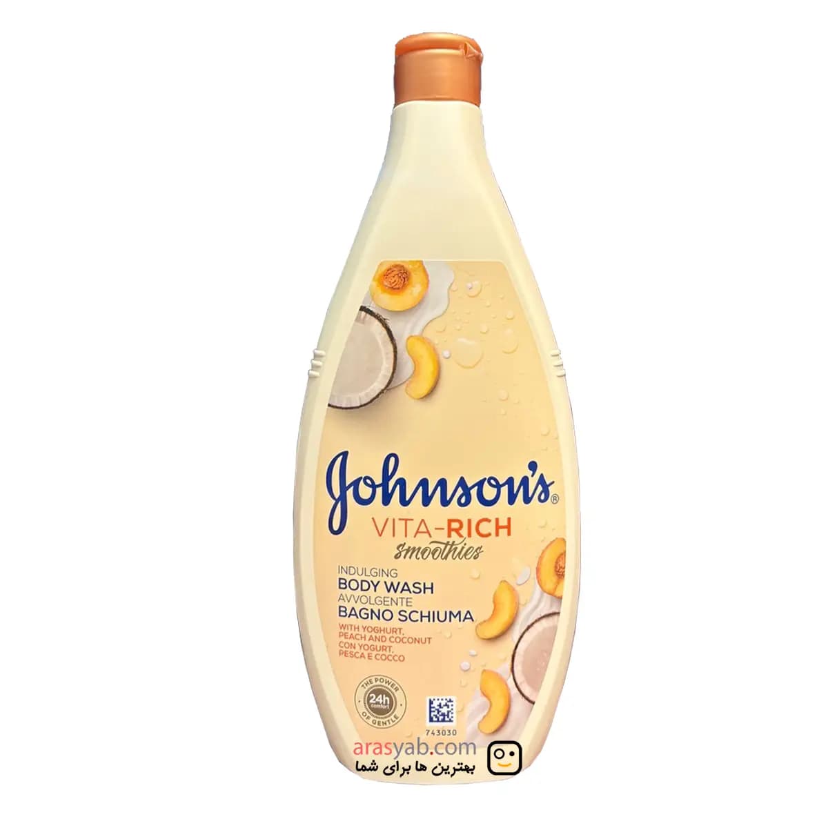 شامپو بدن شیر نارگیل و هلو جانسون Johnson’s سری Vita-Rich Smoothies حجم ۷۵۰ میل