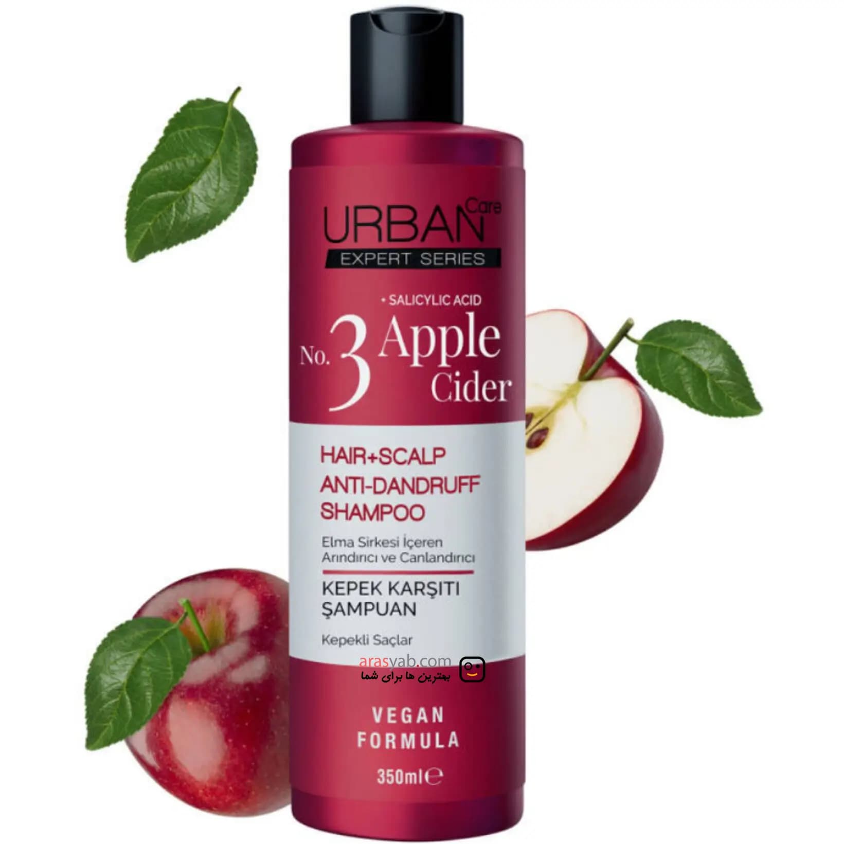 شامپو ضد شوره اوربان کر Urban Care حاوی سرکه سیب Apple Cider حجم 350 میل — تصویر ۳