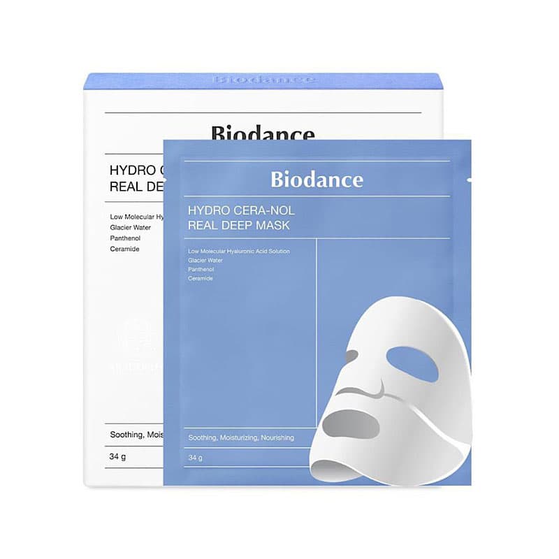 ماسک آبرسان و تقویت کننده بایودنس هیالورونیک اسید Biodance مدل آبی به صورت پک