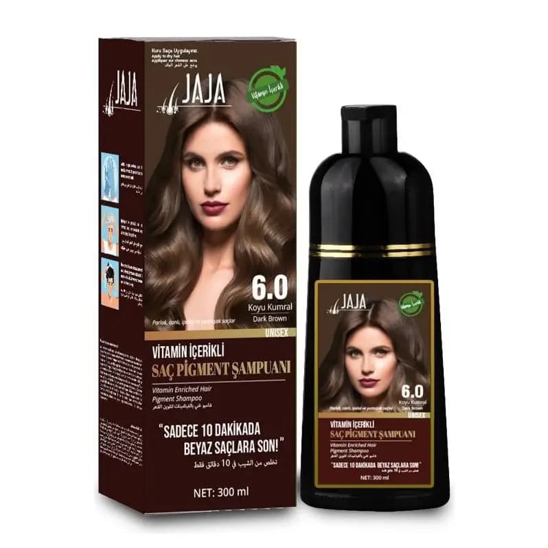 شامپو رنگ شماره 6.0 بلوند تیره Dark Blonde ویتامینه جاجا Jaja ترکیه Unisex حجم 300 میل — تصویر ۵