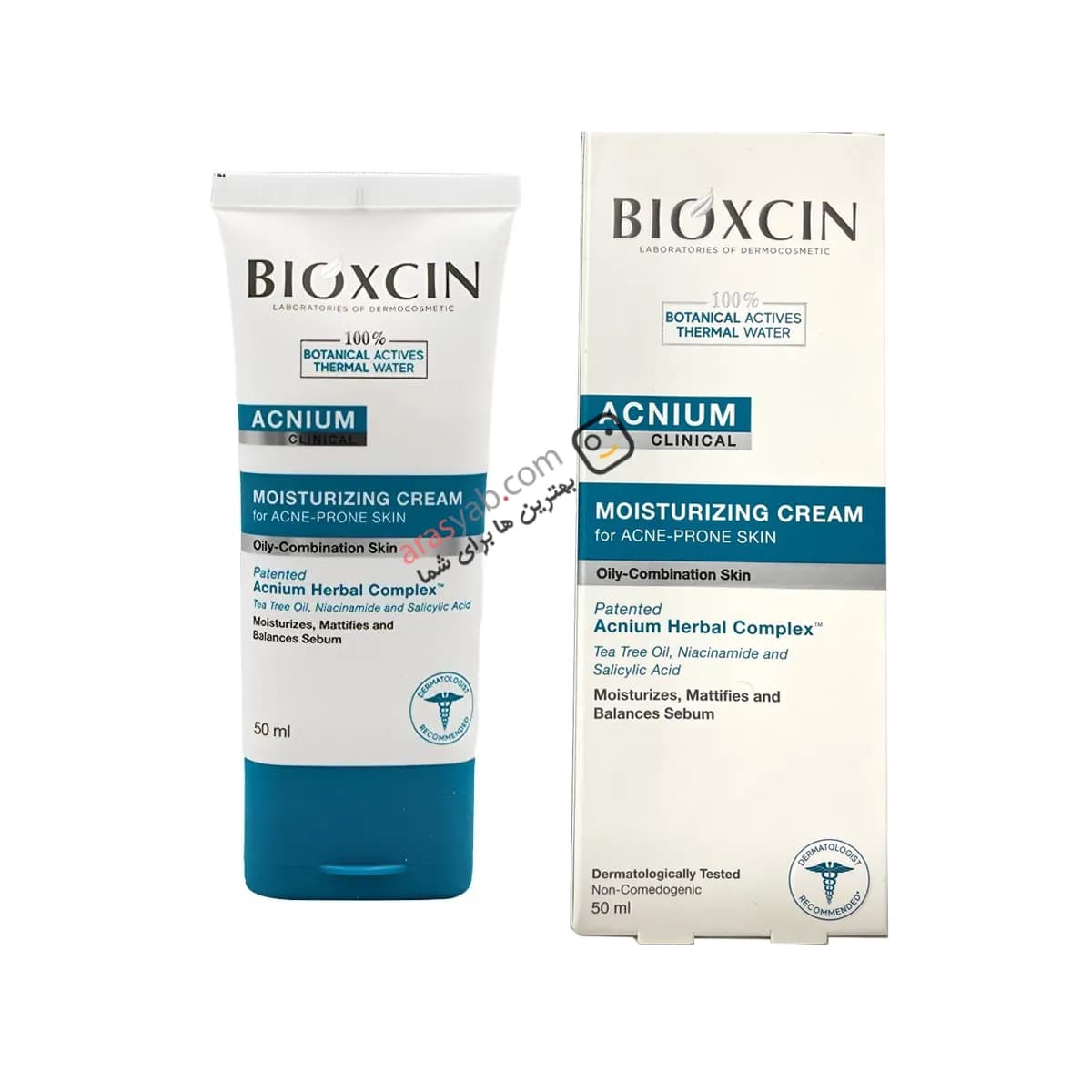 کرم مرطوب کننده صورت ضد جوش بیوکسین Bioxcin مناسب پوست های چرب و مختلط حجم 50 میل