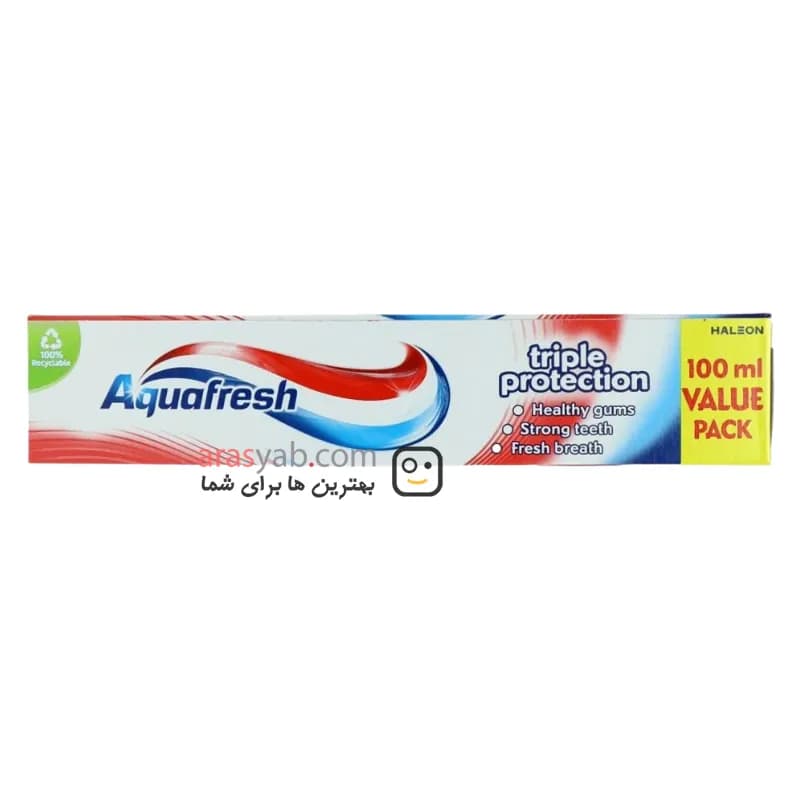 خمیر دندان آکوا فرش Aquafresh مدل تریپل پروتکشن Triple Protection حجم 100 میل