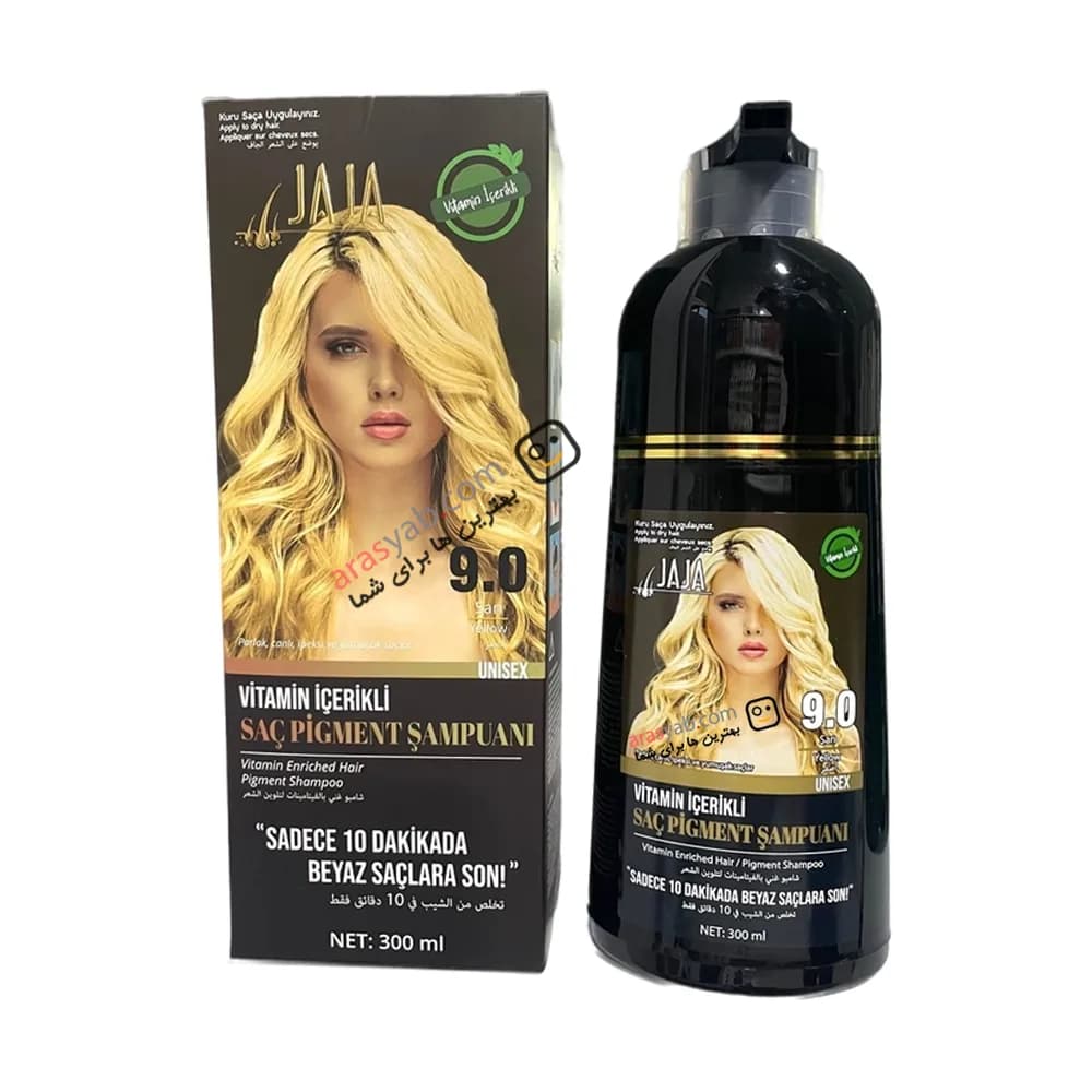 شامپو رنگ شماره 9.0 زرد Yellow ویتامینه جاجا Jaja ترکیه Unisex حجم 300 میل — تصویر ۲