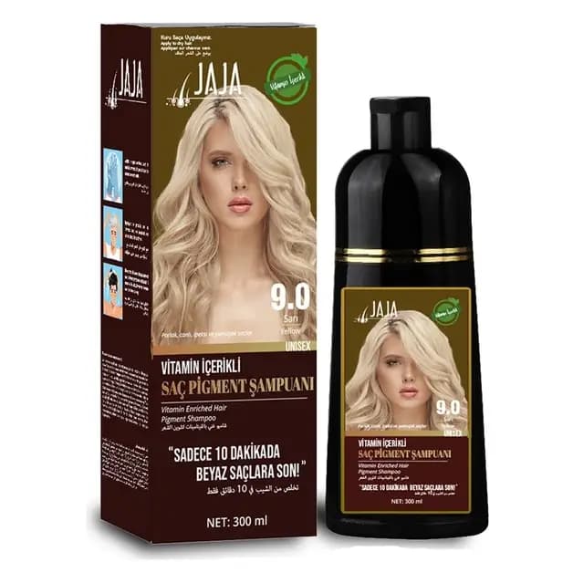 شامپو رنگ شماره 9.0 زرد Yellow ویتامینه جاجا Jaja ترکیه Unisex حجم 300 میل — تصویر ۴