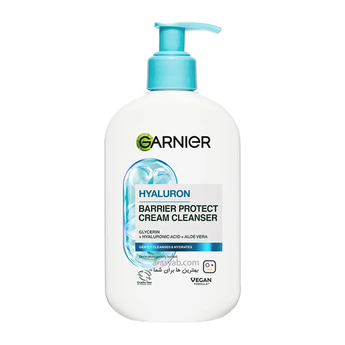 شوینده صورت کرمی گارنیر Garnier مناسب پوست خشک مدل Hyaluron حجم 250 میل