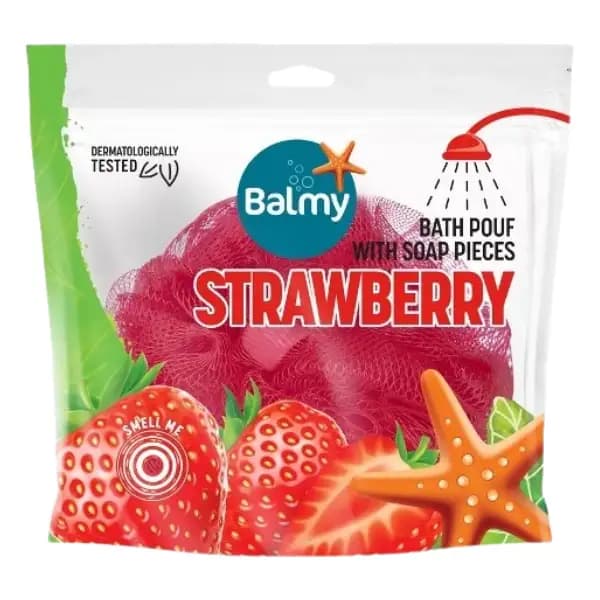 لیف حمام صابونی بالمی Balmy با رایحه توت فرنگی — تصویر ۴