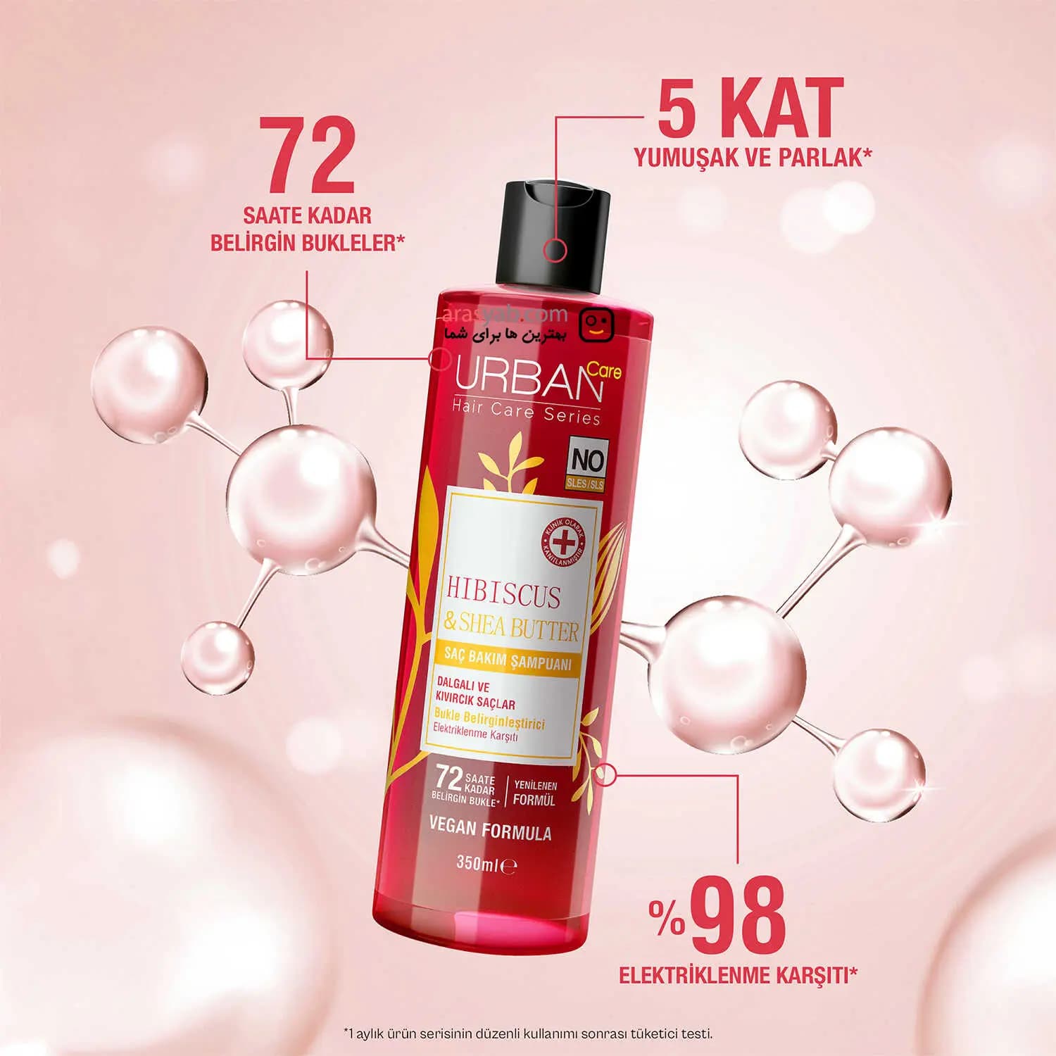شامپو موی فر اوربان کر Urban Care حاوی روغن شی باتر و Hibiscus حجم 350 میل — تصویر ۴