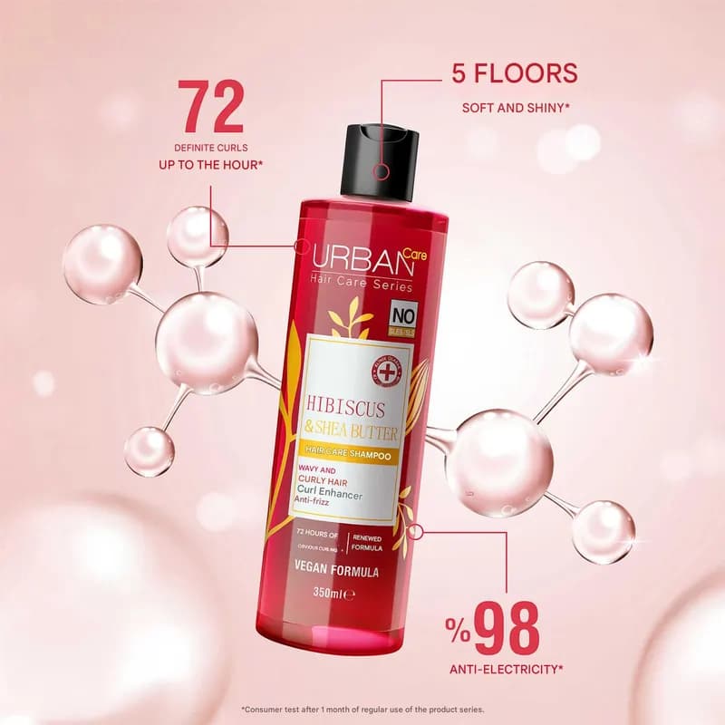 شامپو موی فر اوربان کر Urban Care حاوی روغن شی باتر و Hibiscus حجم 350 میل — تصویر ۹