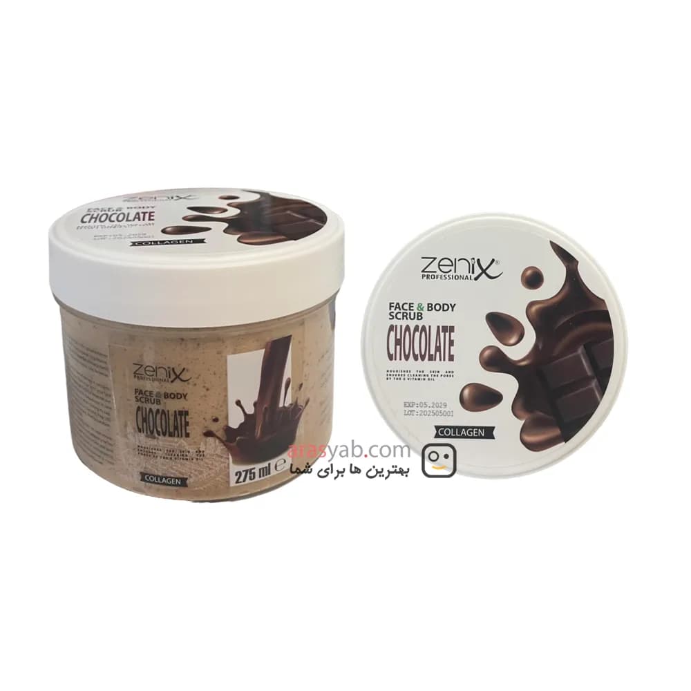 اسکراب شکلاتی زنیکس Zenix مناسب صورت و بدن حجم 275 میل — تصویر ۲