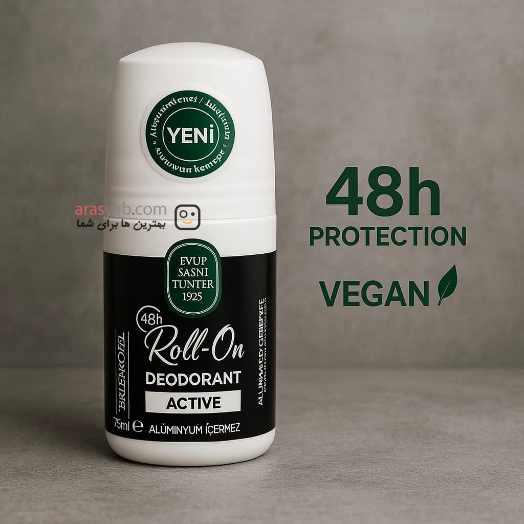 دئودرانت رولی بدون آلومینیوم مردانه ایوب صبری مدل اکتیو Active ماندگاری 48 ساعته حجم 75 میل — تصویر ۳